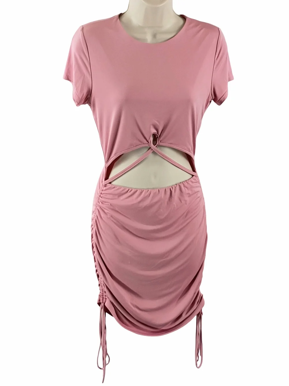 Lucy in the Sky Dusty Rose Cutout Ruched Mini Dress